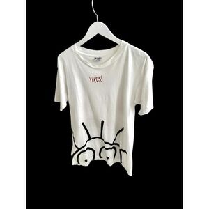 1994 Katie Freedman Seared Guy Tshirt Sz XL Stanley Desantis White Distressed